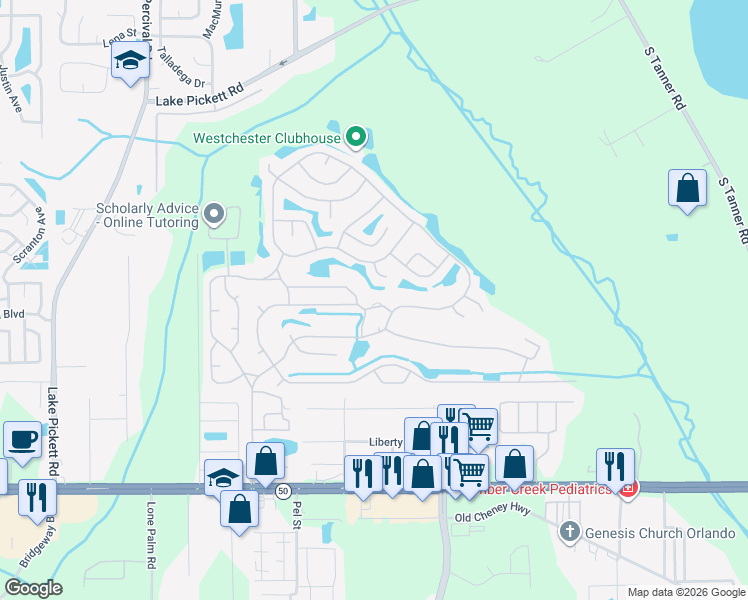 map of restaurants, bars, coffee shops, grocery stores, and more near 14481 Augusta Road in Orlando