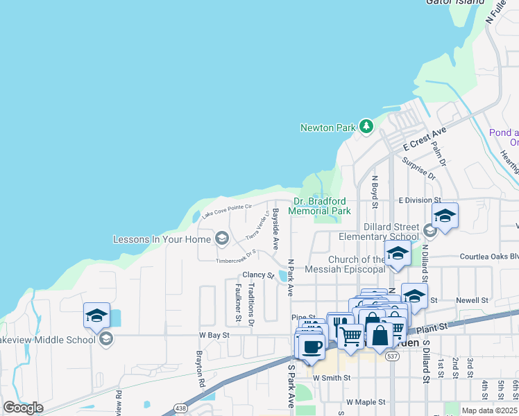 map of restaurants, bars, coffee shops, grocery stores, and more near 512 Lake Cove Pointe Circle in Winter Garden