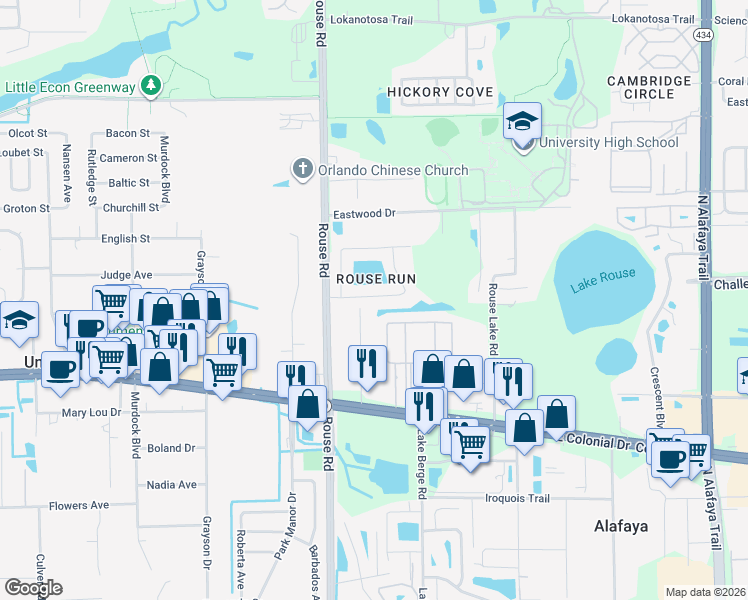 map of restaurants, bars, coffee shops, grocery stores, and more near 1917 Kamler Avenue in Orlando