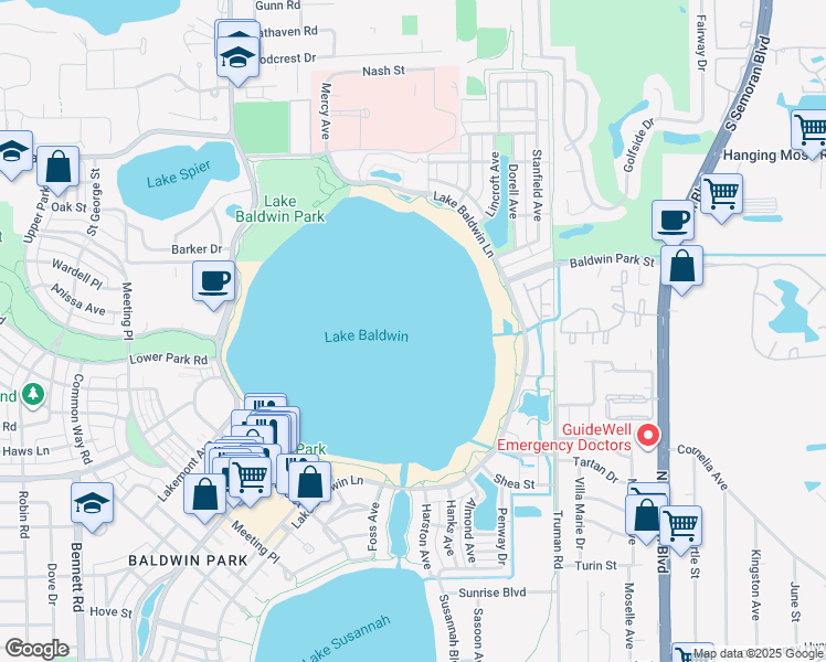 map of restaurants, bars, coffee shops, grocery stores, and more near in Orlando