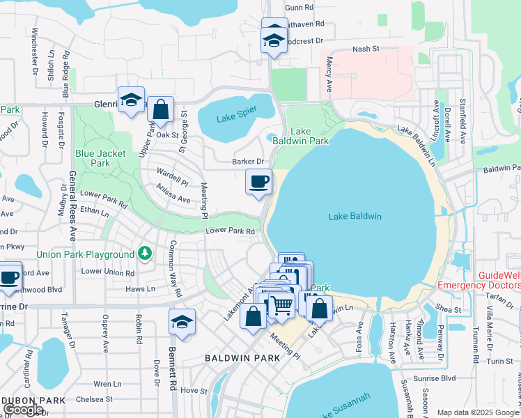 map of restaurants, bars, coffee shops, grocery stores, and more near 2420 Lakemont Avenue in Orlando