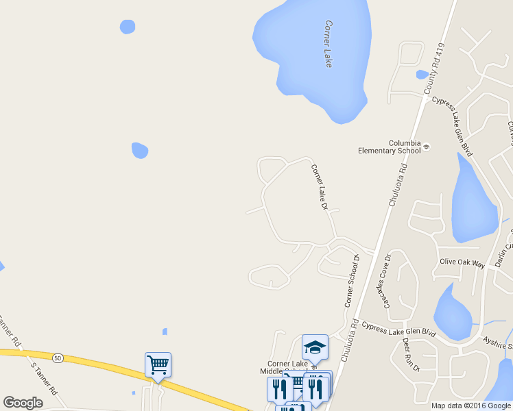 map of restaurants, bars, coffee shops, grocery stores, and more near 2116 Corner Point Court in Orlando