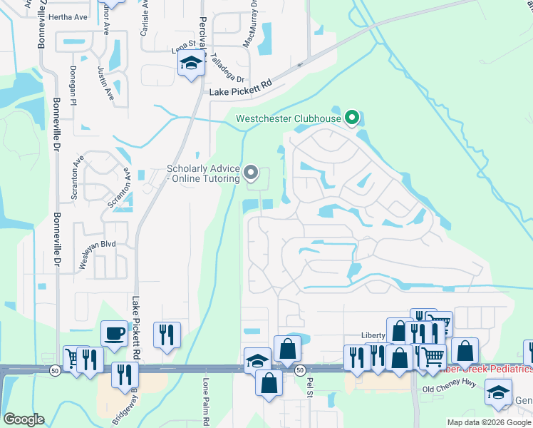 map of restaurants, bars, coffee shops, grocery stores, and more near 1717-1739 Inverary Drive in Orlando
