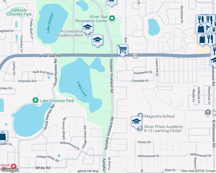 map of restaurants, bars, coffee shops, grocery stores, and more near 2264 Red Gate Road in Orlando