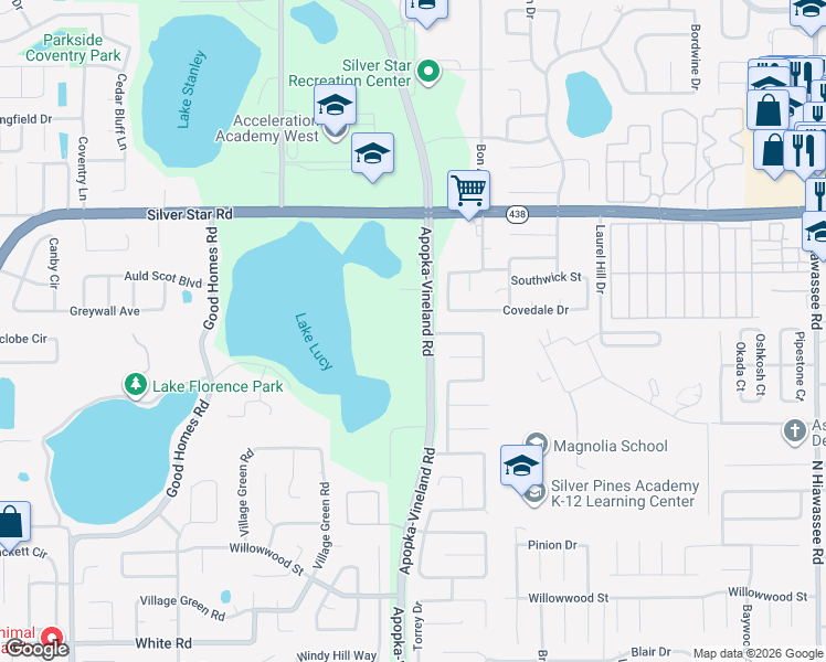 map of restaurants, bars, coffee shops, grocery stores, and more near 2264 Red Gate Road in Orlando