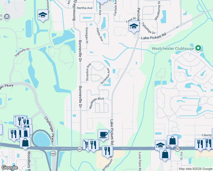 map of restaurants, bars, coffee shops, grocery stores, and more near 1935 Skidmore Avenue in Orlando