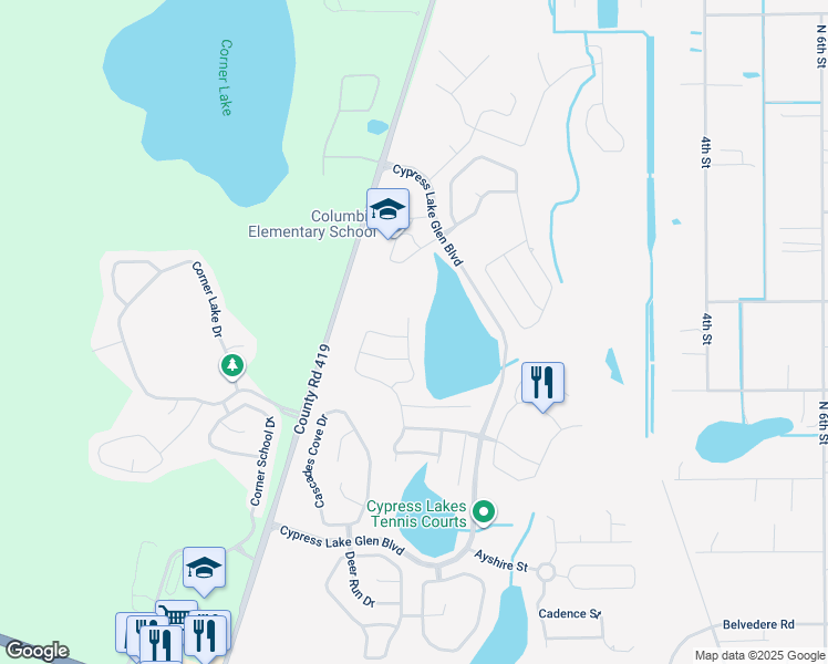 map of restaurants, bars, coffee shops, grocery stores, and more near 2301 Carnation Hill Court in Orlando