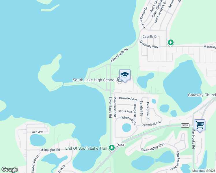 map of restaurants, bars, coffee shops, grocery stores, and more near 1104 Imperial Eagle Street in Groveland