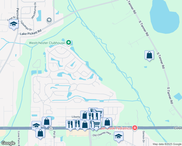 map of restaurants, bars, coffee shops, grocery stores, and more near 2006 Troon Street in Orlando