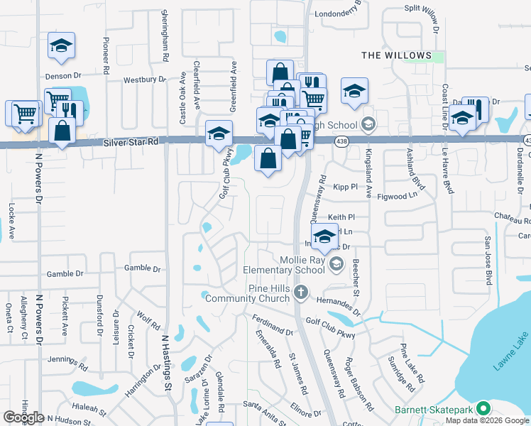 map of restaurants, bars, coffee shops, grocery stores, and more near 2459 Atrium Circle in Orlando