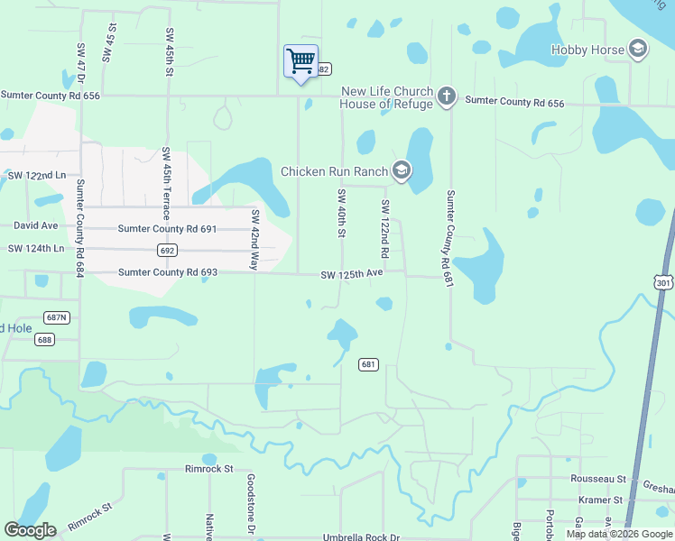 map of restaurants, bars, coffee shops, grocery stores, and more near 12443 Southwest 40th Street in Webster