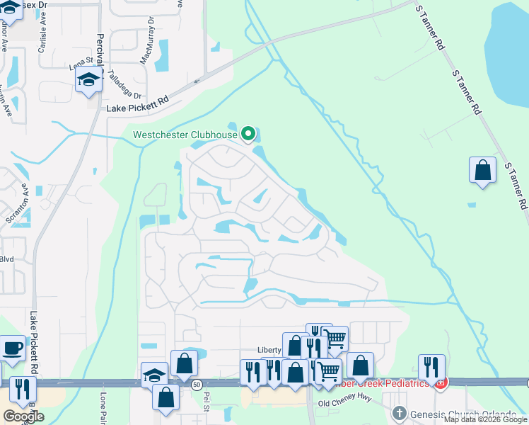 map of restaurants, bars, coffee shops, grocery stores, and more near 2006 Troon Street in Orlando