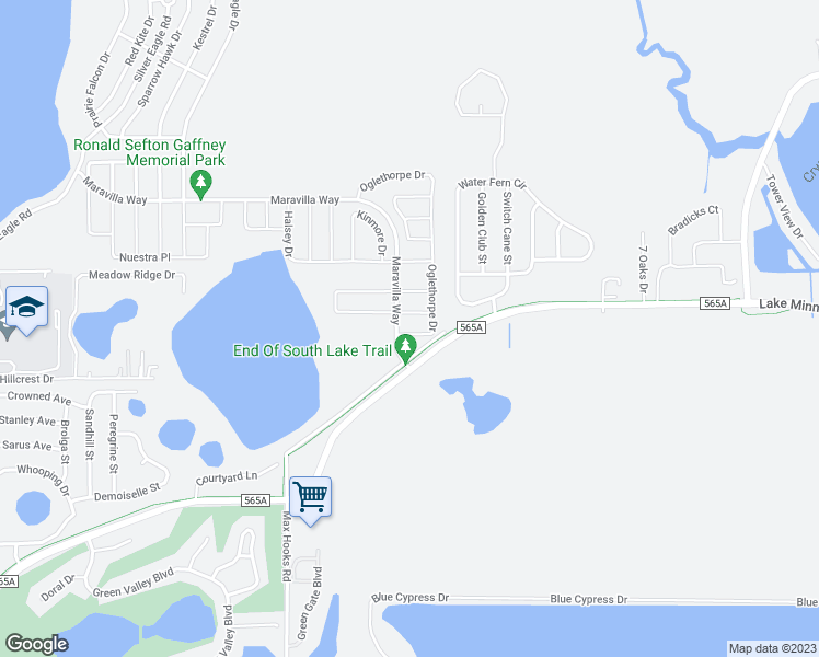 map of restaurants, bars, coffee shops, grocery stores, and more near 9309 Oglethorpe Drive in Groveland