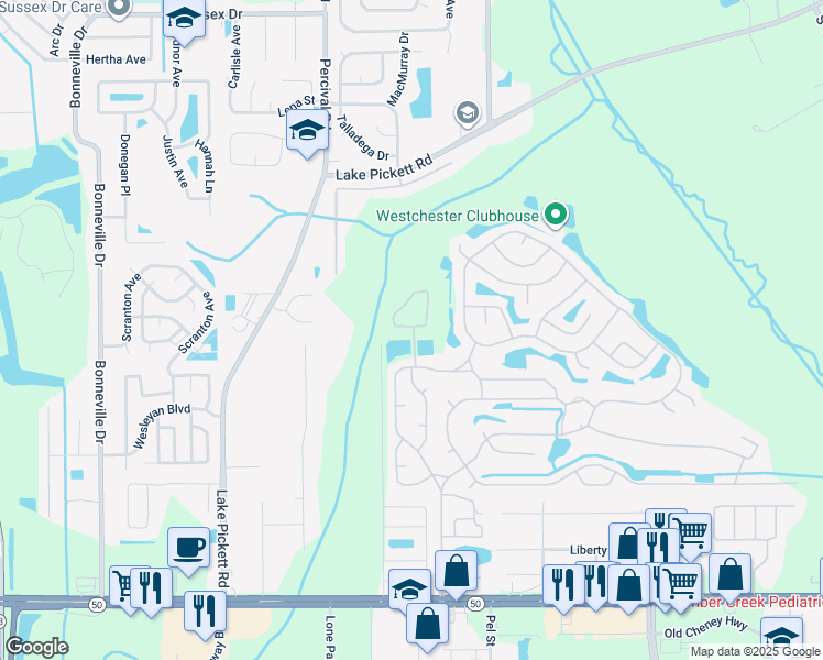 map of restaurants, bars, coffee shops, grocery stores, and more near 2077 Warwick Hills Drive in Orlando