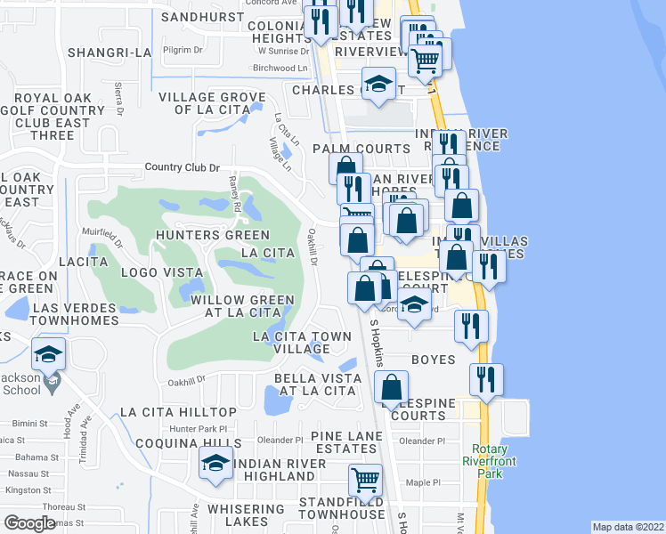 map of restaurants, bars, coffee shops, grocery stores, and more near 3535 Sable Palm Lane in Titusville
