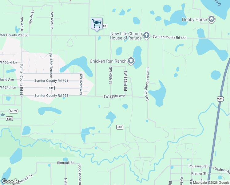 map of restaurants, bars, coffee shops, grocery stores, and more near 12443 Southwest 40th Street in Webster