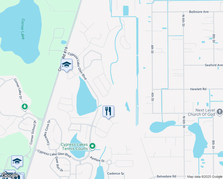 map of restaurants, bars, coffee shops, grocery stores, and more near 2719 Blowing Breeze Way in Orlando