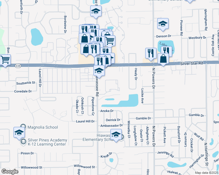 map of restaurants, bars, coffee shops, grocery stores, and more near 6853 Alta Westgate Drive in Pine Hills