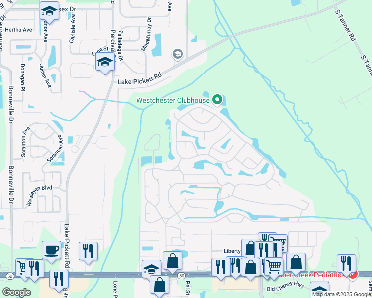 map of restaurants, bars, coffee shops, grocery stores, and more near 2100 Royal Troon Court in Orlando