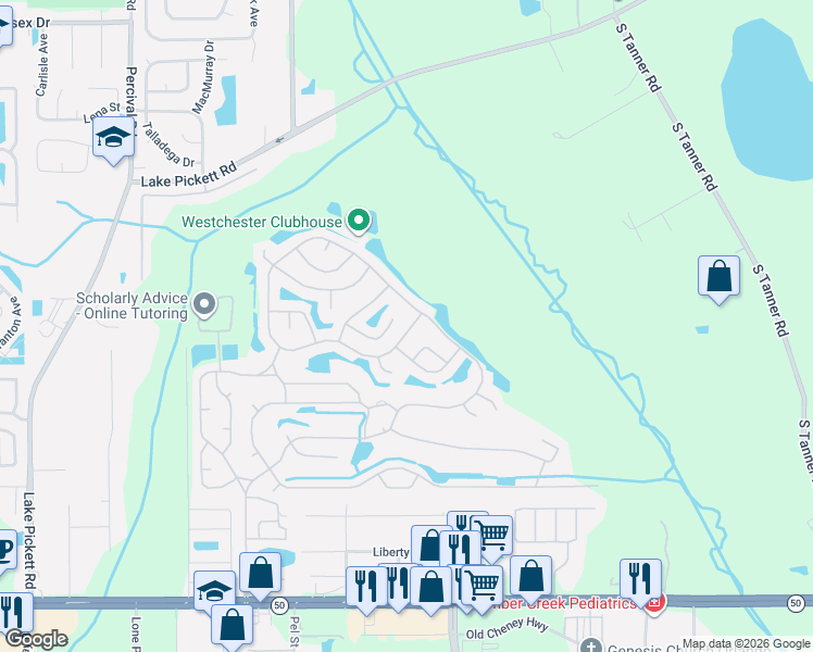 map of restaurants, bars, coffee shops, grocery stores, and more near 2006 Troon Street in Orlando
