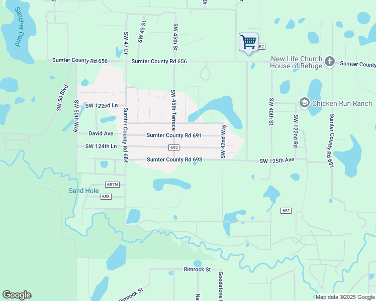 map of restaurants, bars, coffee shops, grocery stores, and more near 4423 County Road 692 in Webster