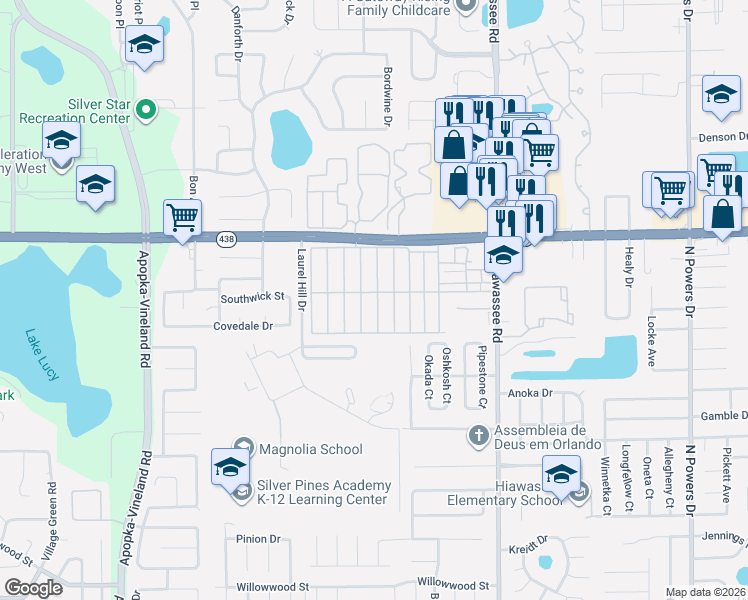 map of restaurants, bars, coffee shops, grocery stores, and more near 2441 Capitol Avenue in Orlando
