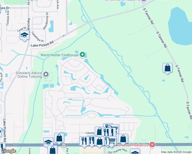 map of restaurants, bars, coffee shops, grocery stores, and more near 14545 Pine Valley Road in Orlando