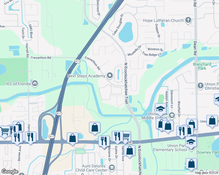 map of restaurants, bars, coffee shops, grocery stores, and more near 9210 Nelson Park Circle in Union Park