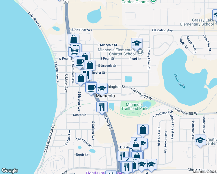 map of restaurants, bars, coffee shops, grocery stores, and more near in Minneola