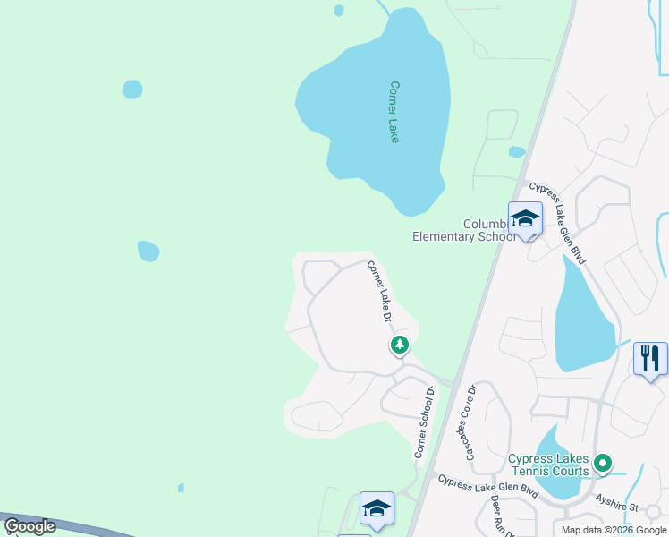 map of restaurants, bars, coffee shops, grocery stores, and more near 16452 Corner Lake Drive in Orlando