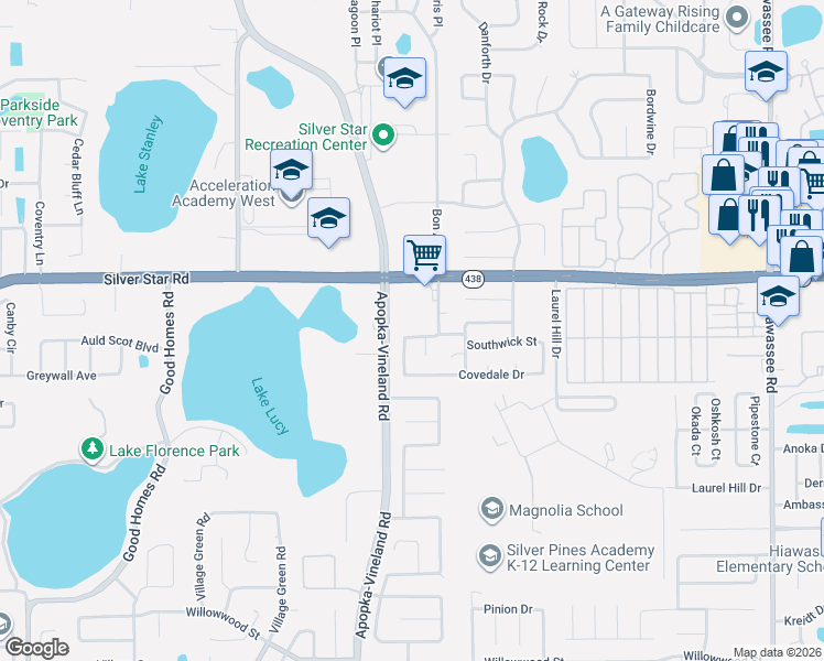 map of restaurants, bars, coffee shops, grocery stores, and more near 7861 Shellbark Drive in Orlando