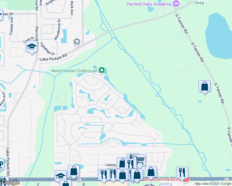 map of restaurants, bars, coffee shops, grocery stores, and more near 2129 Pebble Beach Boulevard in Orlando