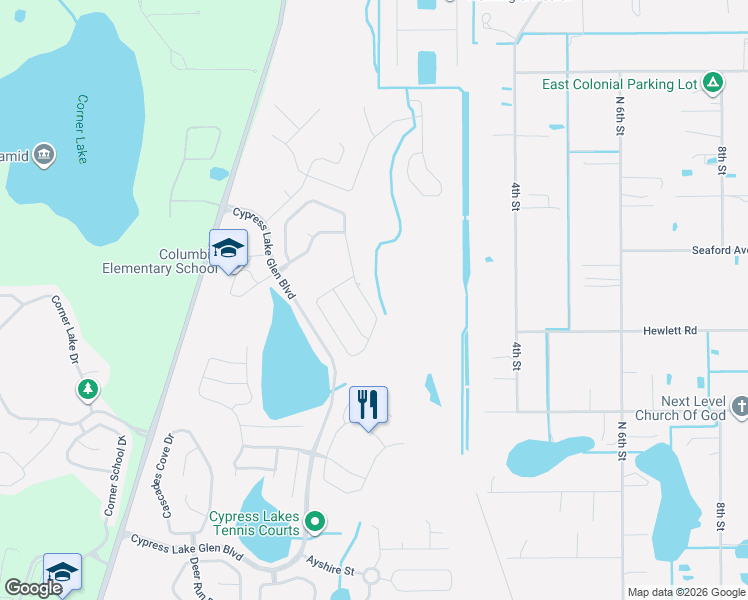 map of restaurants, bars, coffee shops, grocery stores, and more near 3215 Curving Oaks Way in Orlando