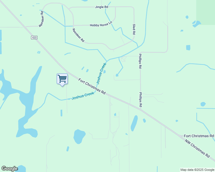 map of restaurants, bars, coffee shops, grocery stores, and more near 21667 Fort Christmas Road in Christmas