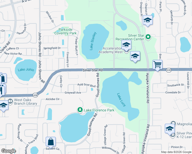 map of restaurants, bars, coffee shops, grocery stores, and more near 2516 Good Homes Road in Orlando
