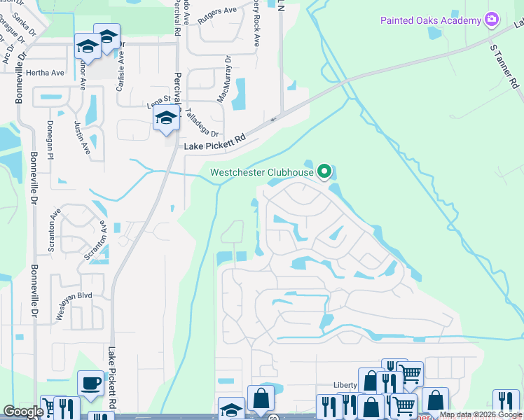map of restaurants, bars, coffee shops, grocery stores, and more near 14125 Greenside Court in Orlando