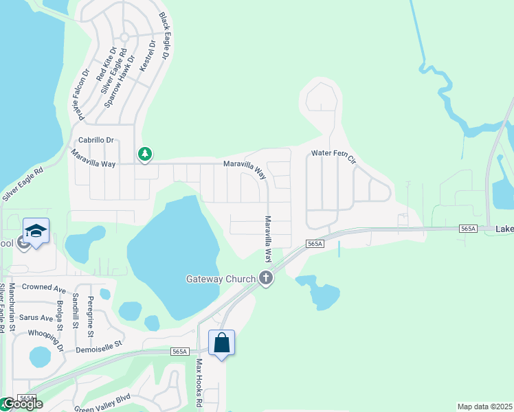 map of restaurants, bars, coffee shops, grocery stores, and more near 9245 Halsey Drive in Groveland