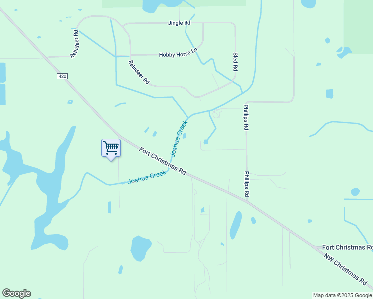 map of restaurants, bars, coffee shops, grocery stores, and more near 21667 Fort Christmas Road in Christmas