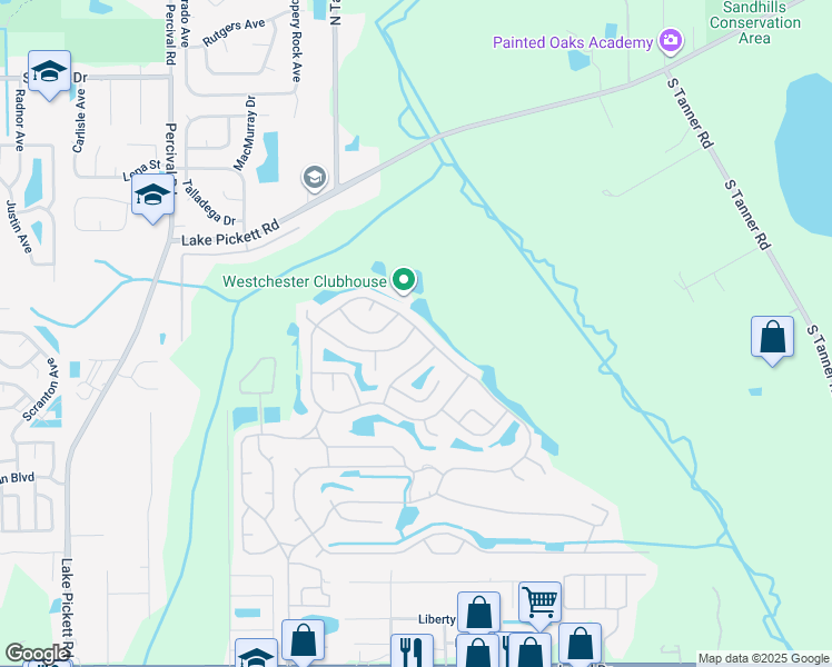 map of restaurants, bars, coffee shops, grocery stores, and more near 2129 Pebble Beach Boulevard in Orlando