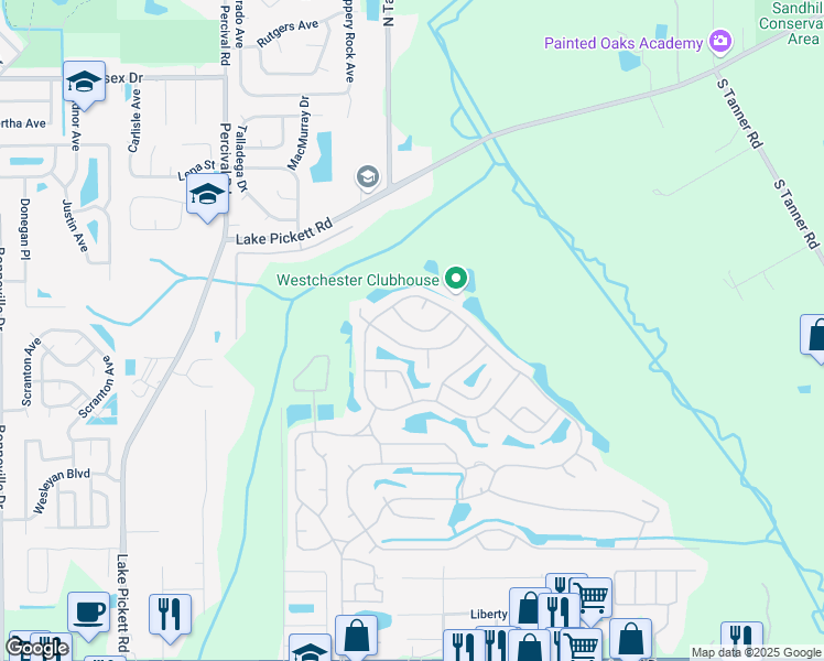 map of restaurants, bars, coffee shops, grocery stores, and more near 14201 Forest Oaks Drive in Orlando