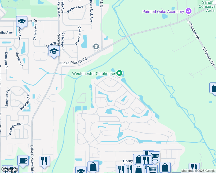 map of restaurants, bars, coffee shops, grocery stores, and more near 14201 Forest Oaks Drive in Orlando