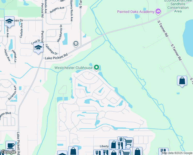 map of restaurants, bars, coffee shops, grocery stores, and more near 2129 Pebble Beach Boulevard in Orlando