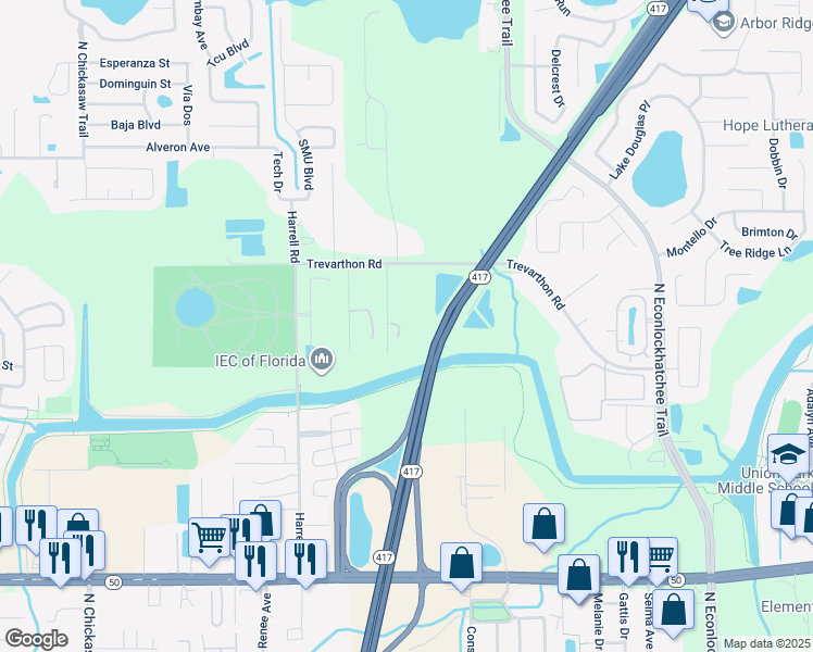 map of restaurants, bars, coffee shops, grocery stores, and more near 2323 Alvin Street in Orlando