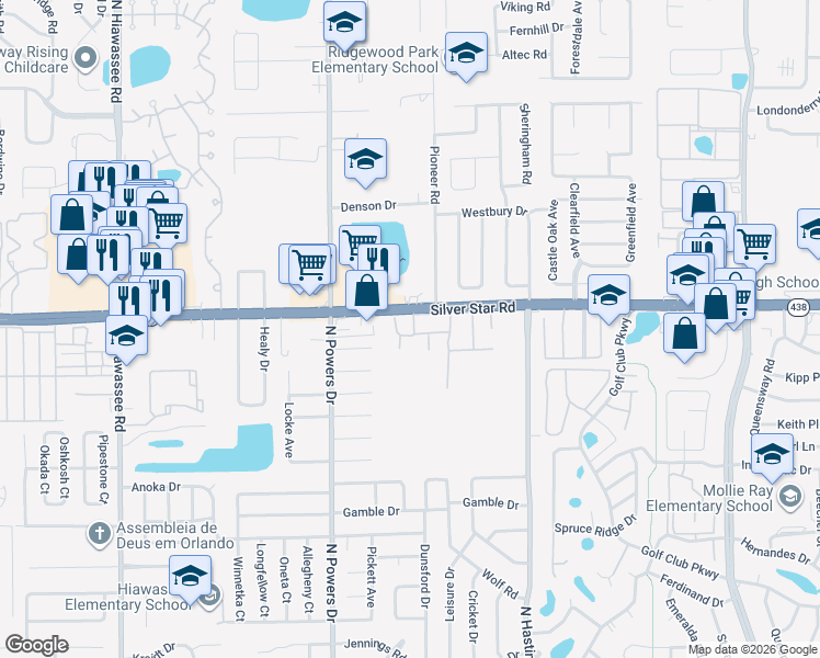 map of restaurants, bars, coffee shops, grocery stores, and more near 5900 Park Hamilton Boulevard in Orlando
