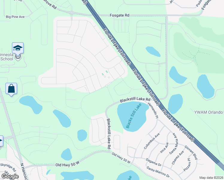 map of restaurants, bars, coffee shops, grocery stores, and more near Esplanade Boulevard in Clermont