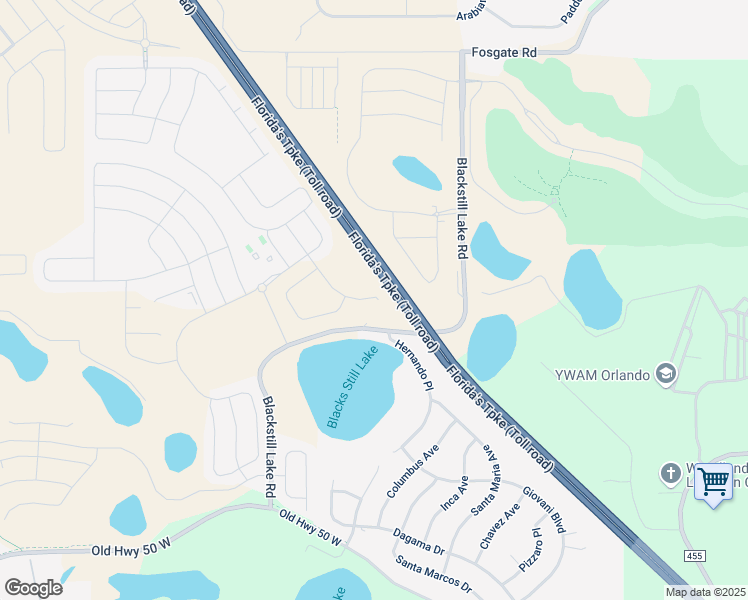 map of restaurants, bars, coffee shops, grocery stores, and more near Blackstill Lake Road in Clermont