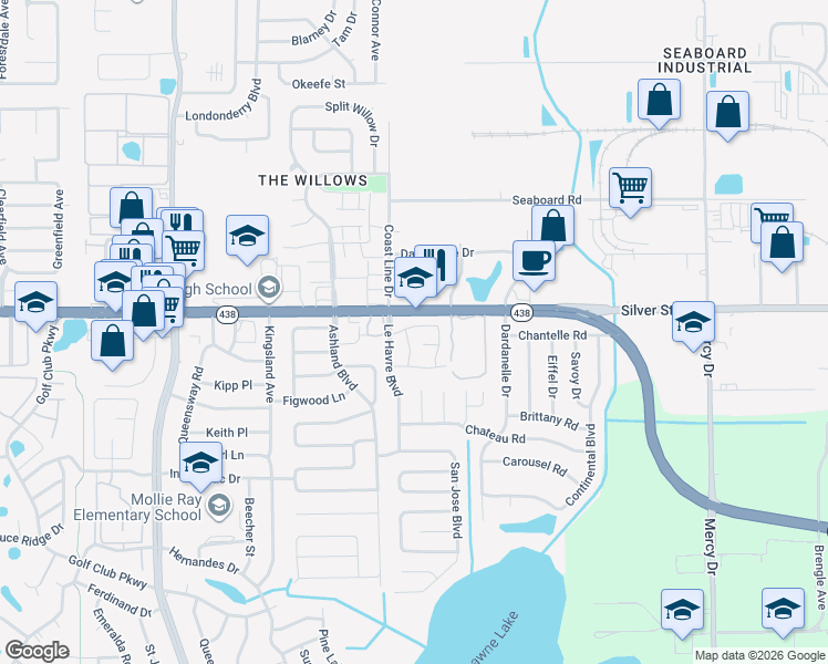 map of restaurants, bars, coffee shops, grocery stores, and more near in Orlando