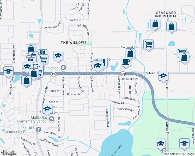map of restaurants, bars, coffee shops, grocery stores, and more near in Orlando