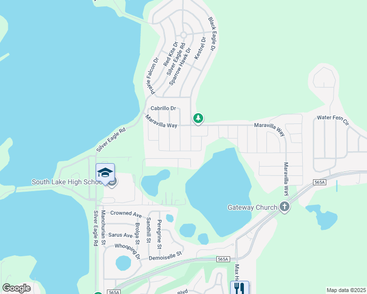 map of restaurants, bars, coffee shops, grocery stores, and more near 276 Cabrillo Drive in Groveland