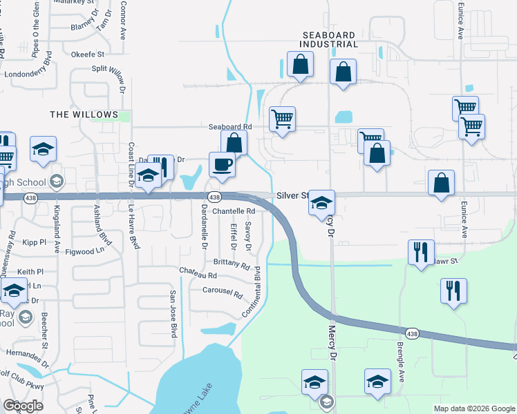 map of restaurants, bars, coffee shops, grocery stores, and more near 4199 Silver Star Road in Orlando